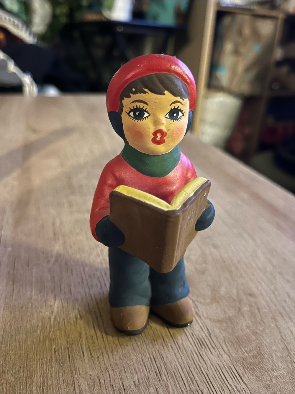 Vintage Mid-Century Christmas Caroler Figurine Hand-Painted Japan Chalkware